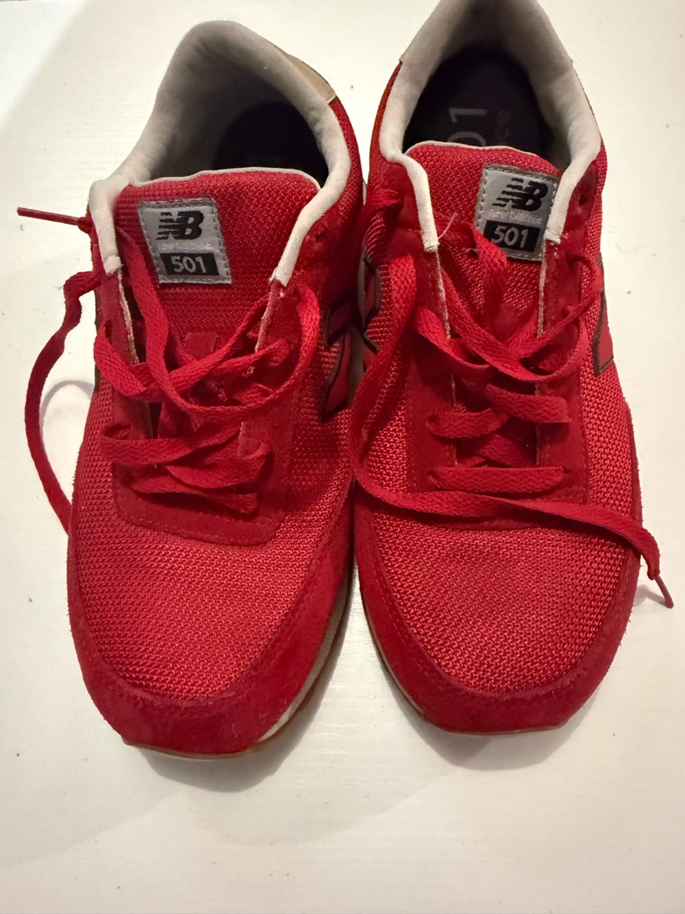 New Balance Kids 501 Red Mesh Lace-Up Sneakers